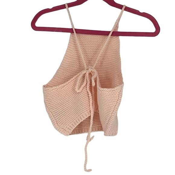 Bardot Junior Size 8-10 Peach Pink Andi Knit Top Halter Neck Tie Back O4-5 - Picture 3 of 10